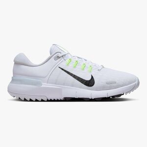 Nike White Sneakers with Black Swoosh and Neon Green Accents